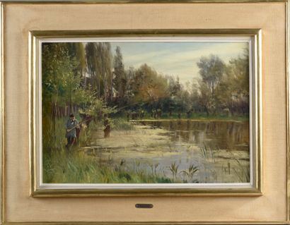 Paul SAÏN (1853-1908).
Bord de sorgue.
Huile...