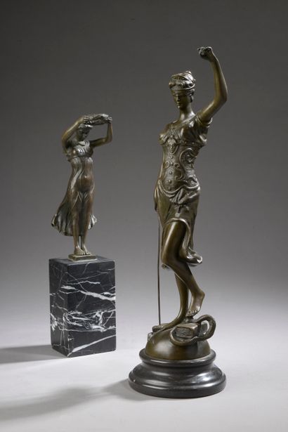 Ensemble de deux épreuves en bronze, comprenant...
