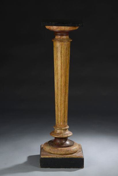 Wooden sellette painted polychrome in imitation...