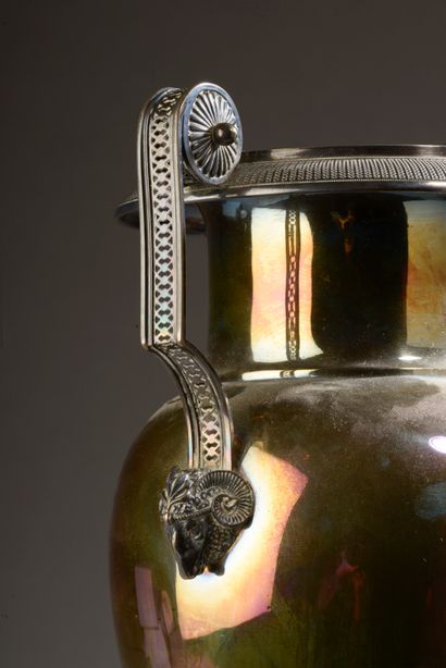 Vase baluster on pedestal in silver 925 thousandth,...