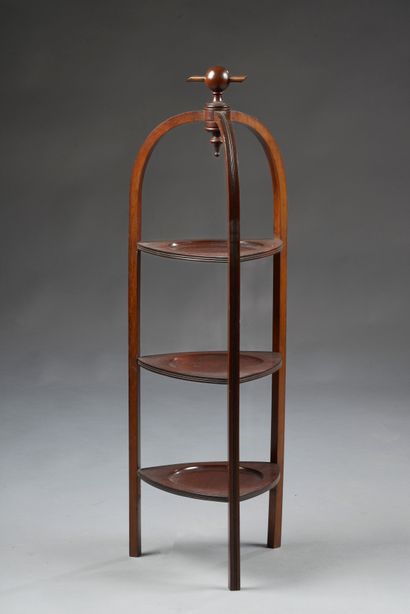 Mahogany molded plate rack with three trays...