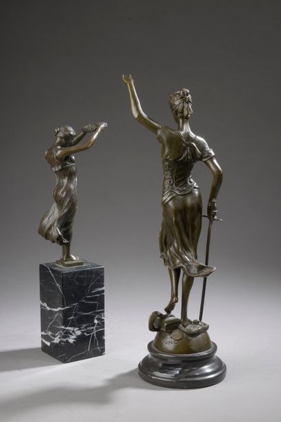 Ensemble de deux épreuves en bronze, comprenant...