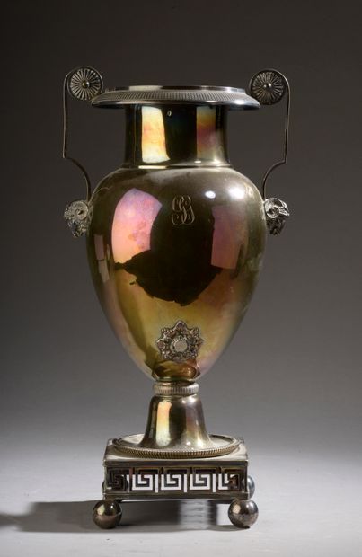 Vase baluster on pedestal in silver 925 thousandth,...