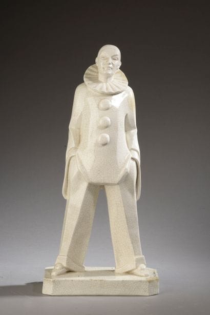 Max LE VERRIER (1891-1973).
Pierrot. 
Faïence...