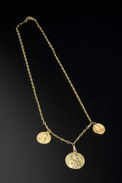 Chaîne en or jaune 18K à maillons ronds et...