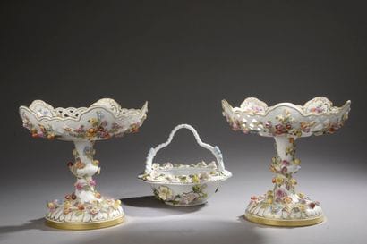 MEISSEN - XXe siècle. 
Paire de coupes en...
