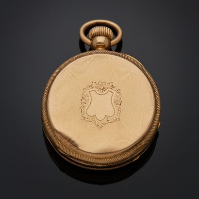 Montre de poche en or jaune 18k, cadran émaillé...