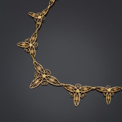Collier draperie en or jaune 18k à maille...