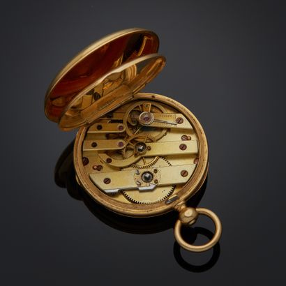 Montre de col en or jaune 18k, cadran blanc...