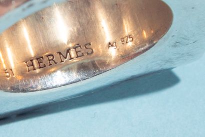 HERMÈS.
Bague chevalière en argent 950 millièmes,...