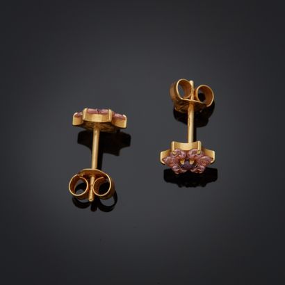 Paire de boutons d’oreille en or jaune 18k,...