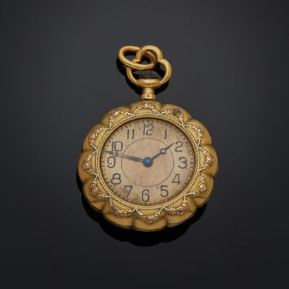 Montre de col en or jaune 18k, cadran argenté...