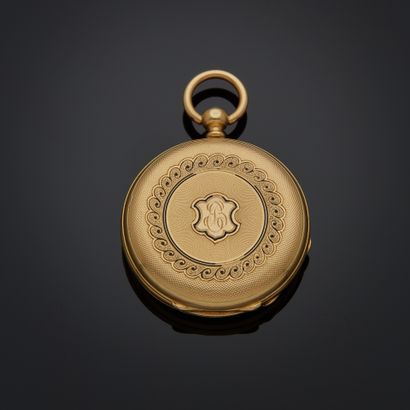 Montre de col en or jaune 18k, cadran blanc...
