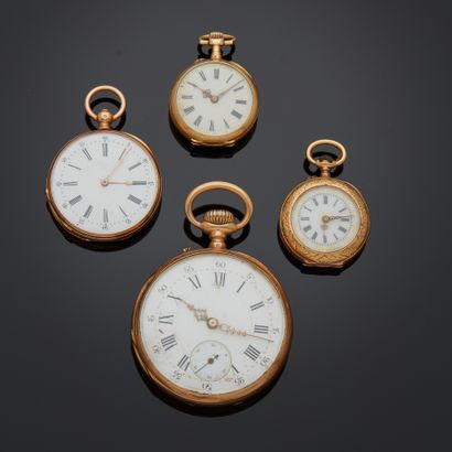 Ensemble de quatre montres de poche ou de...