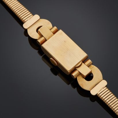 Montre bracelet en or jaune 18k, le boîtier...