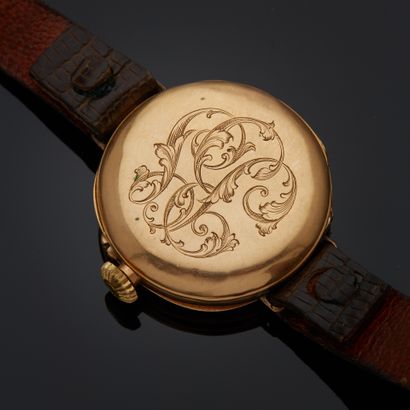 Montre de col en or rose 18k montée sur bracelet,...