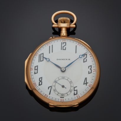 DOMINA.
Montre de poche en or rose 18k, cadran...