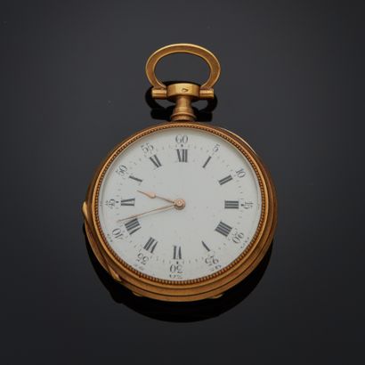 Montre de col en or jaune 18k, cadran émaillé...