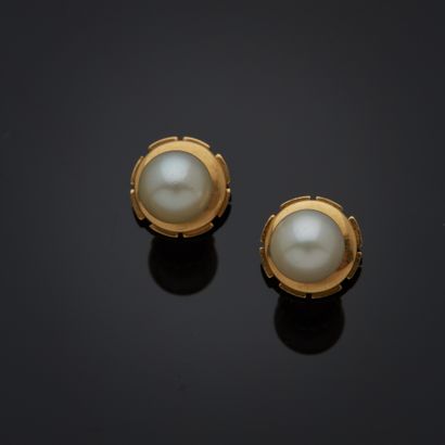 Paire de boutons d'oreille en or jaune 18k,...