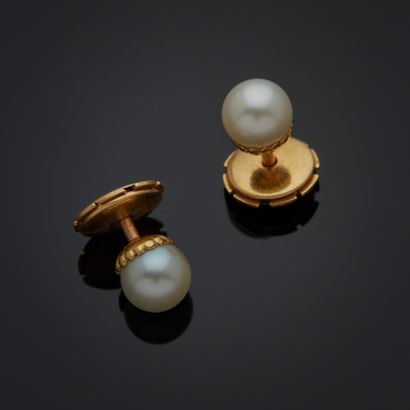 Paire de boutons d'oreille en or jaune 18k,...