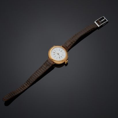 Montre de col en or rose 18k montée sur bracelet,...