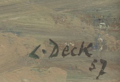 Léo DECK (1908-1997).

Cycliste à l'ombrelle...