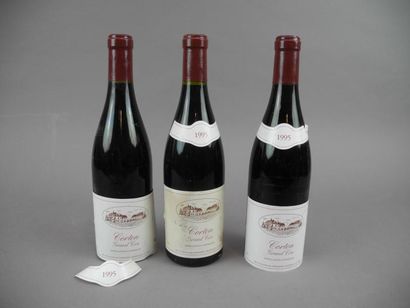3 bouteilles CORTON 1995, 1 étiquette ja...