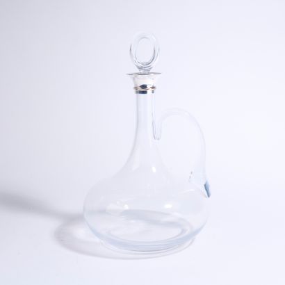 CARTIER, Paris. 
Crystal decanter with handle,...