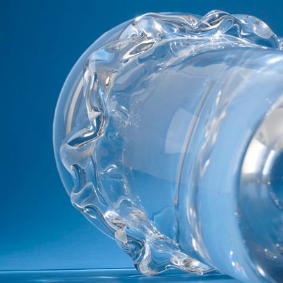 DAUM, France. 
Large molded crystal vase...
