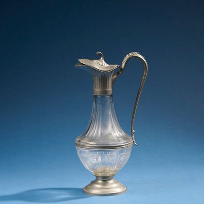 BACCARAT;
Set of three carafes in cut crystal...