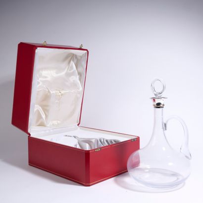 CARTIER, Paris. 
Crystal decanter with handle,...