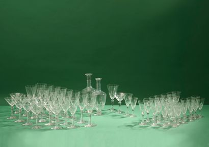 Part of a glass service in cut crystal with...