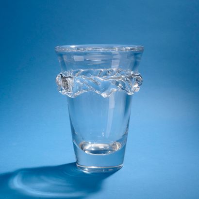 DAUM, France. 
Large molded crystal vase...