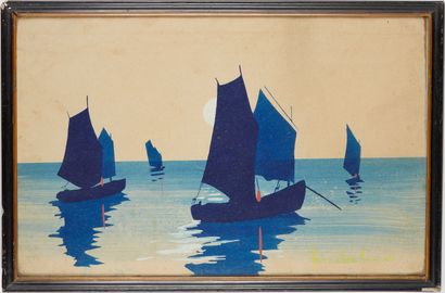 Marcel GAILLARD (1886-1947).
Rigging at dusk;...