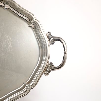 CHRISTOFLE.
Silver-plated oval tray with...