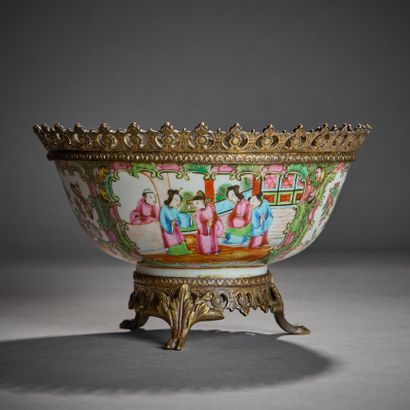 CHINA.

Canton porcelain bowl with polychrome...
