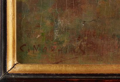 C. MORAND (?).
Village seen through an undergrowth.
Oil...
