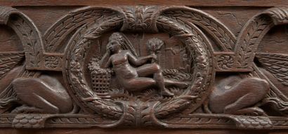 Grand panneau, façade de coffre en chêne...