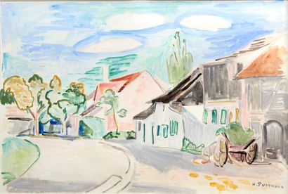 Hans PURRMANN (1880-1966). 

Rue de Village.

Watercolor...