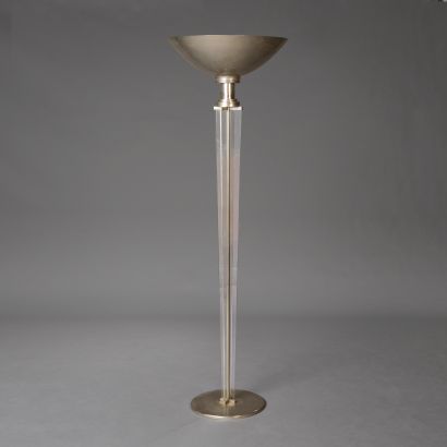 Floor lamp
 in chromed metal, the shaft with...