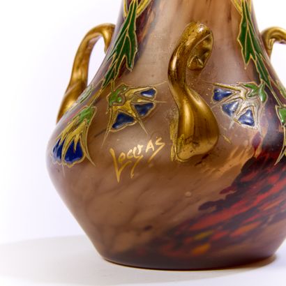 LEGRAS.
Conical vase with flattened base...