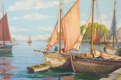 JB MANANT (20th century).

Sailboats moored...