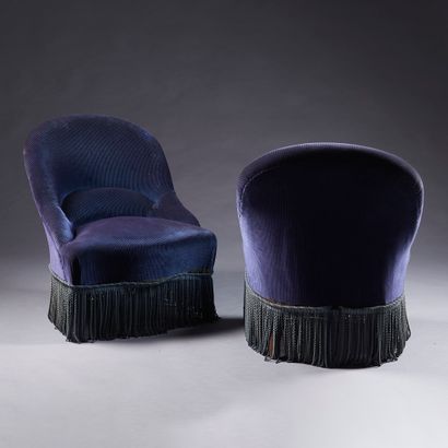 Pair of toadstools entirely upholstered in...