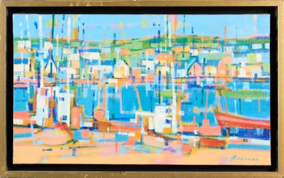 Jacques BRENNER (born 1936).
Port city. 
Oil...
