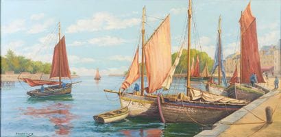 JB MANANT (20th century).

Sailboats moored...