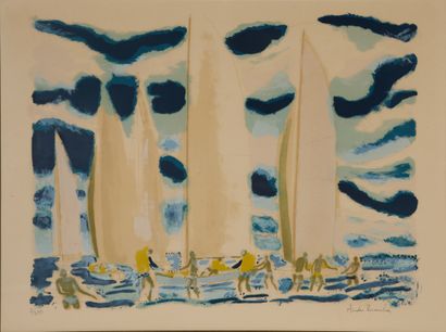 André BRASILIER (born 1929).

The Regatta.

Lithograph...