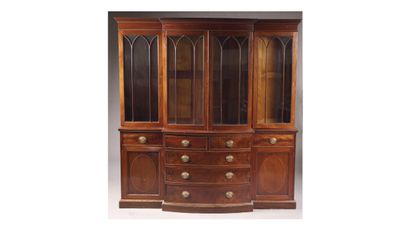 Large mahogany and mahogany veneer bookcase...