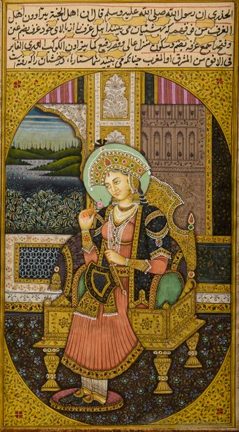 Set of two Indian paintings depicting portraits...