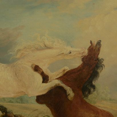 19th century English school. 

Horse fight....