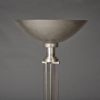 Floor lamp
 in chromed metal, the shaft with...